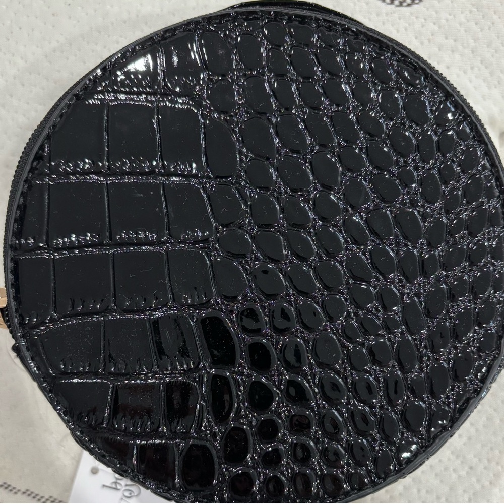 Black Crocodile Embossed Round Small Bag
